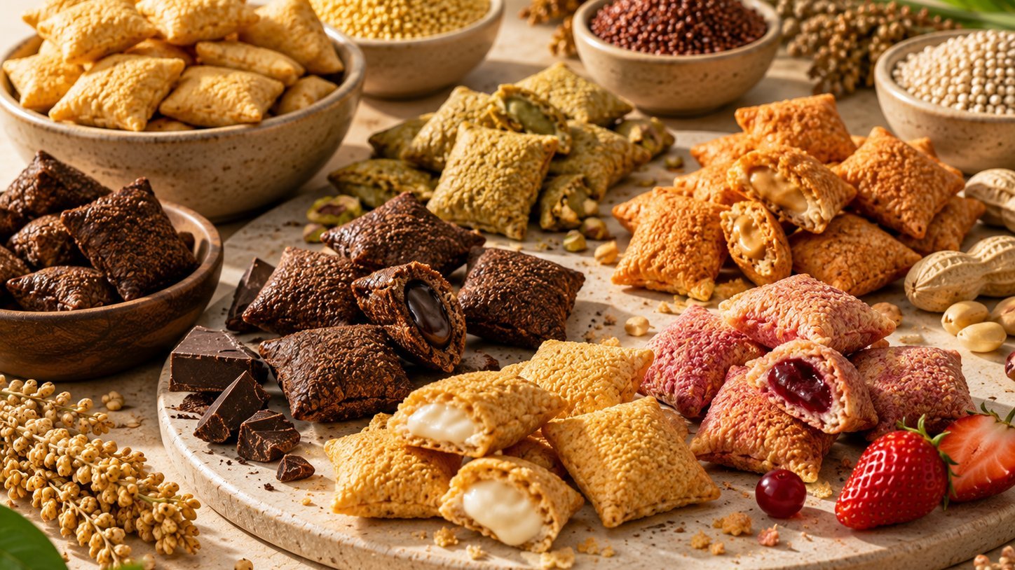 An assortment of millet-based filled snack formats