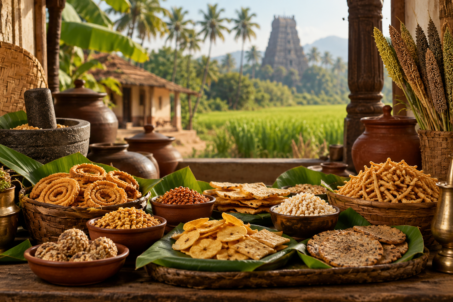 Assorted traditional-style savoury snacks